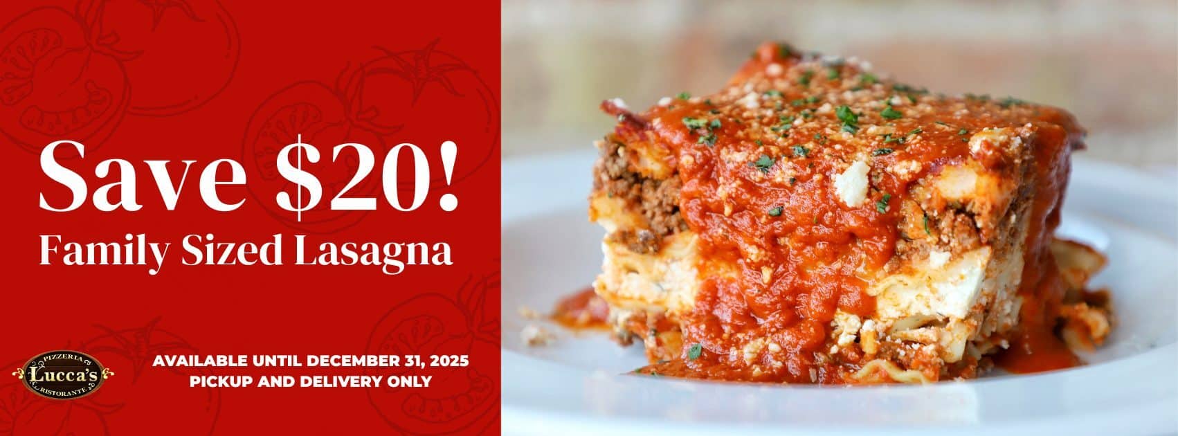 Lucca's Lasagna Promo Banner Image